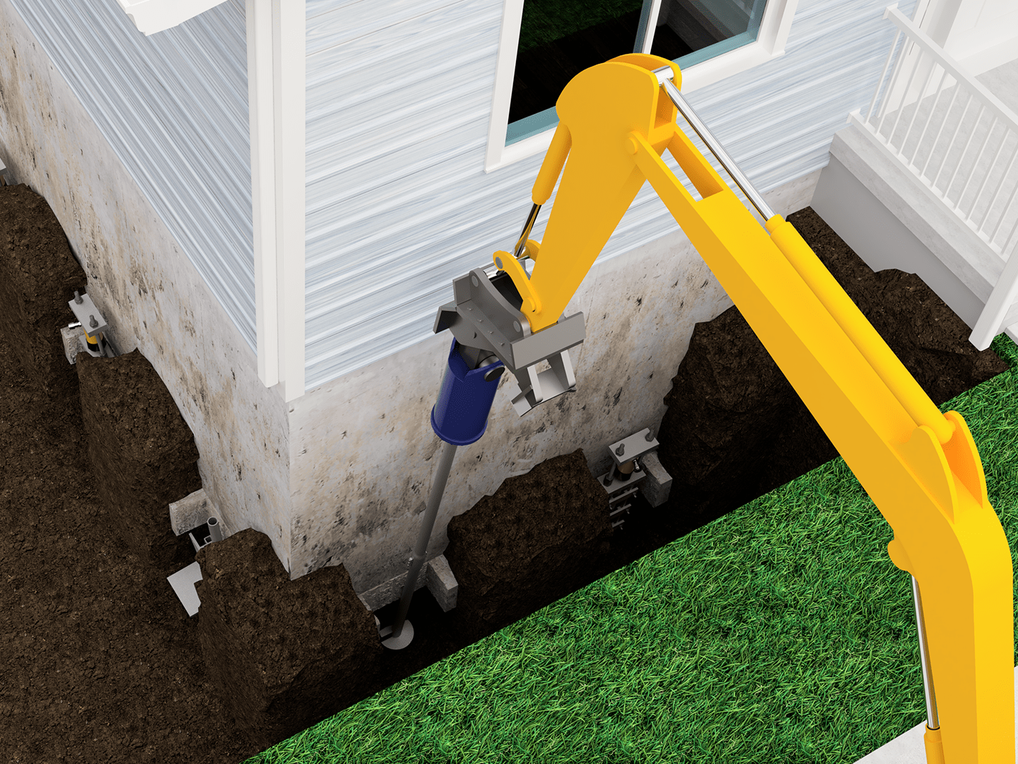 Foundation stairs showing structural issues